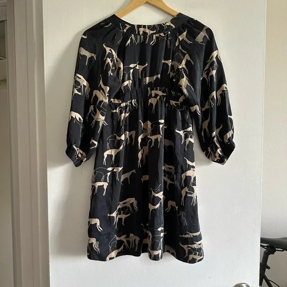 Ulla Johnson Silk Deer Black/ Gold Tunic Mini Dress size 2 EUC - Picture 3 of 8